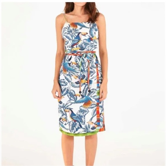 LAST CHANCE Farm Rio Flying Toucans Open Back Midi Dress - Picture 2 of 10